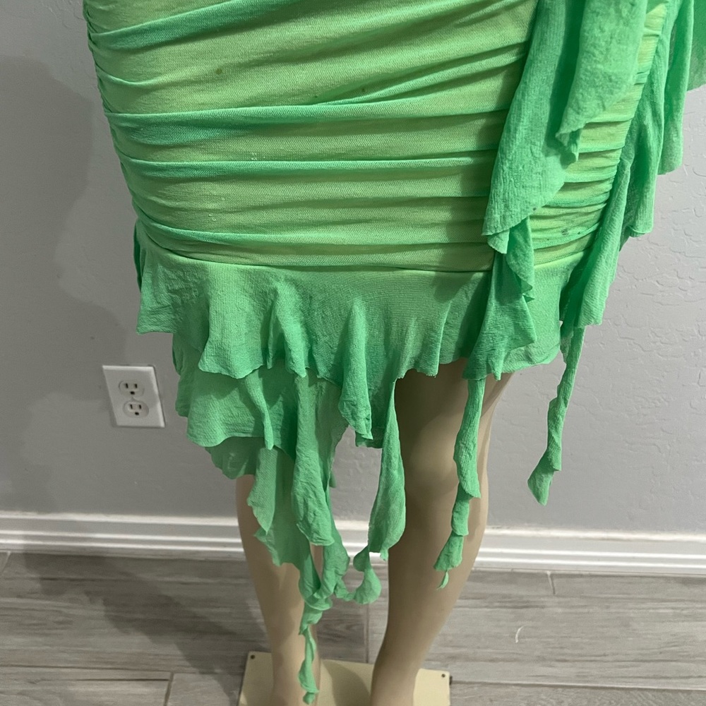 Green Ruffle Dress - Picture 3 of 11